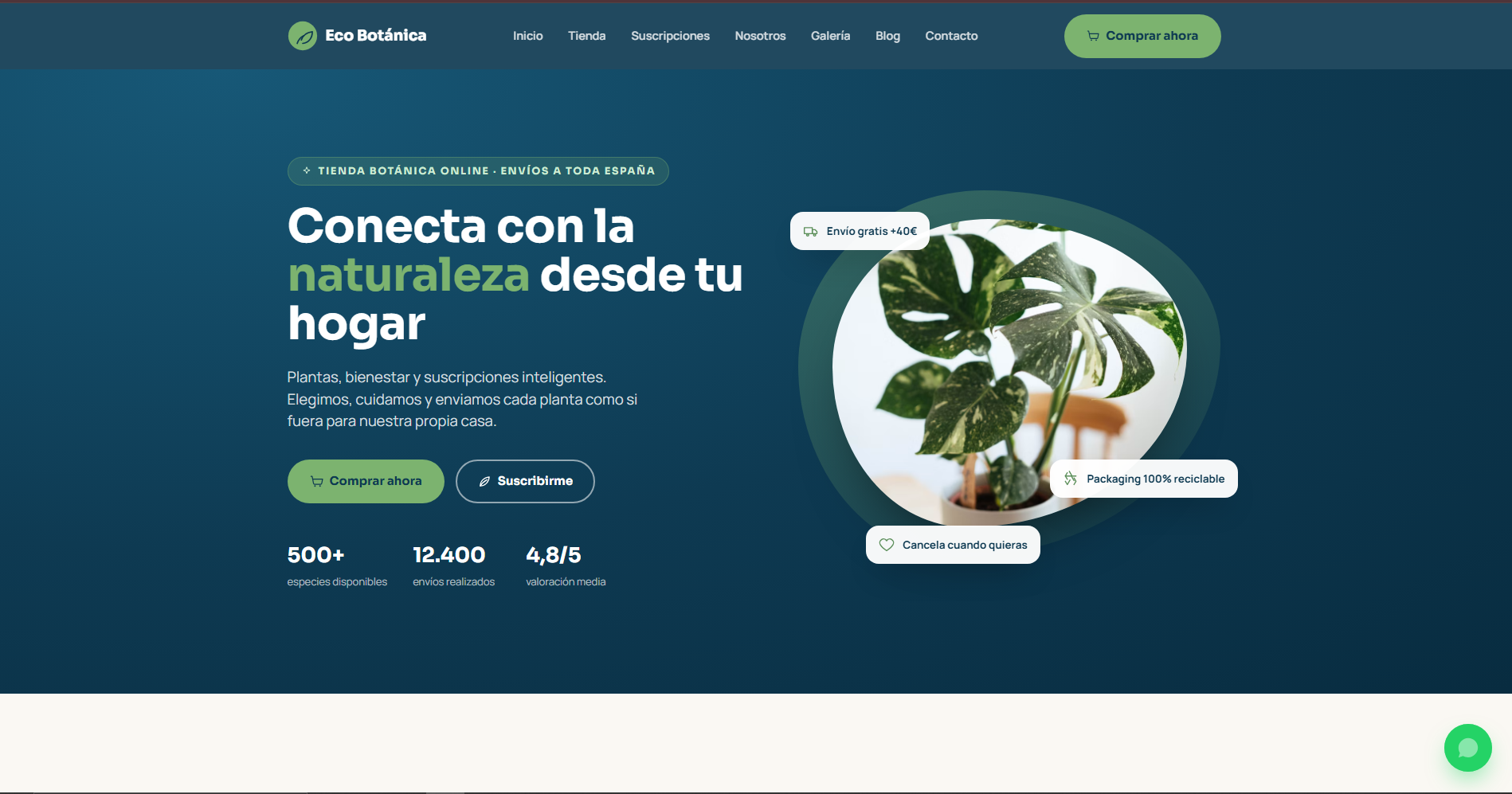 Página web de EcoBotánica, proyecto real de Peak Site Studio