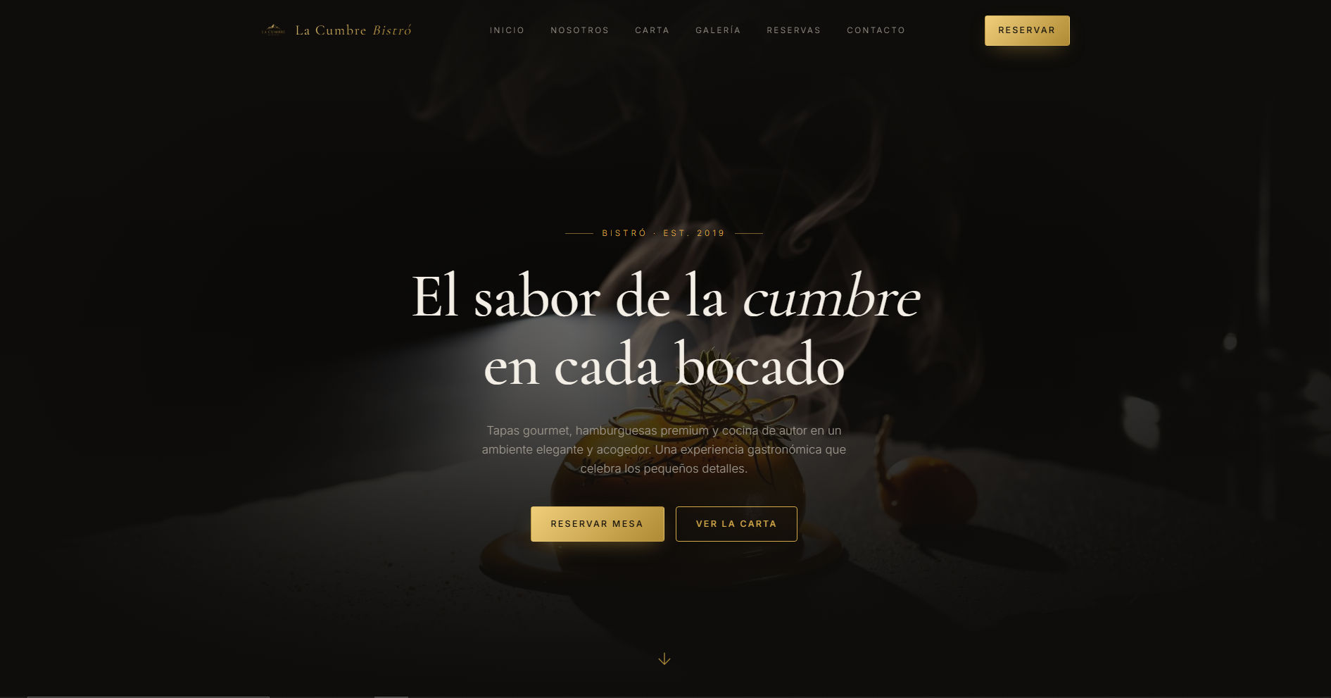 Página web de La Cumbre Bistró, proyecto real de Peak Site Studio